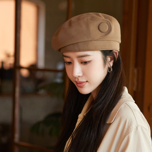 High-grade Buttons Make Your Face Look Smaller In Autumn And Winter Beret